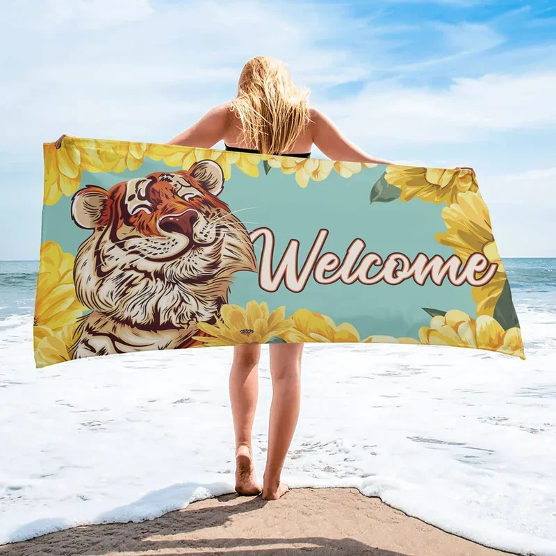 Microfiber Tiger Beach Towel, Quick Dry Towel, Fitness Spa Toalhas para Adultos, Esportes Natação, Camping, Yoga Mat, Bikini Cover Up