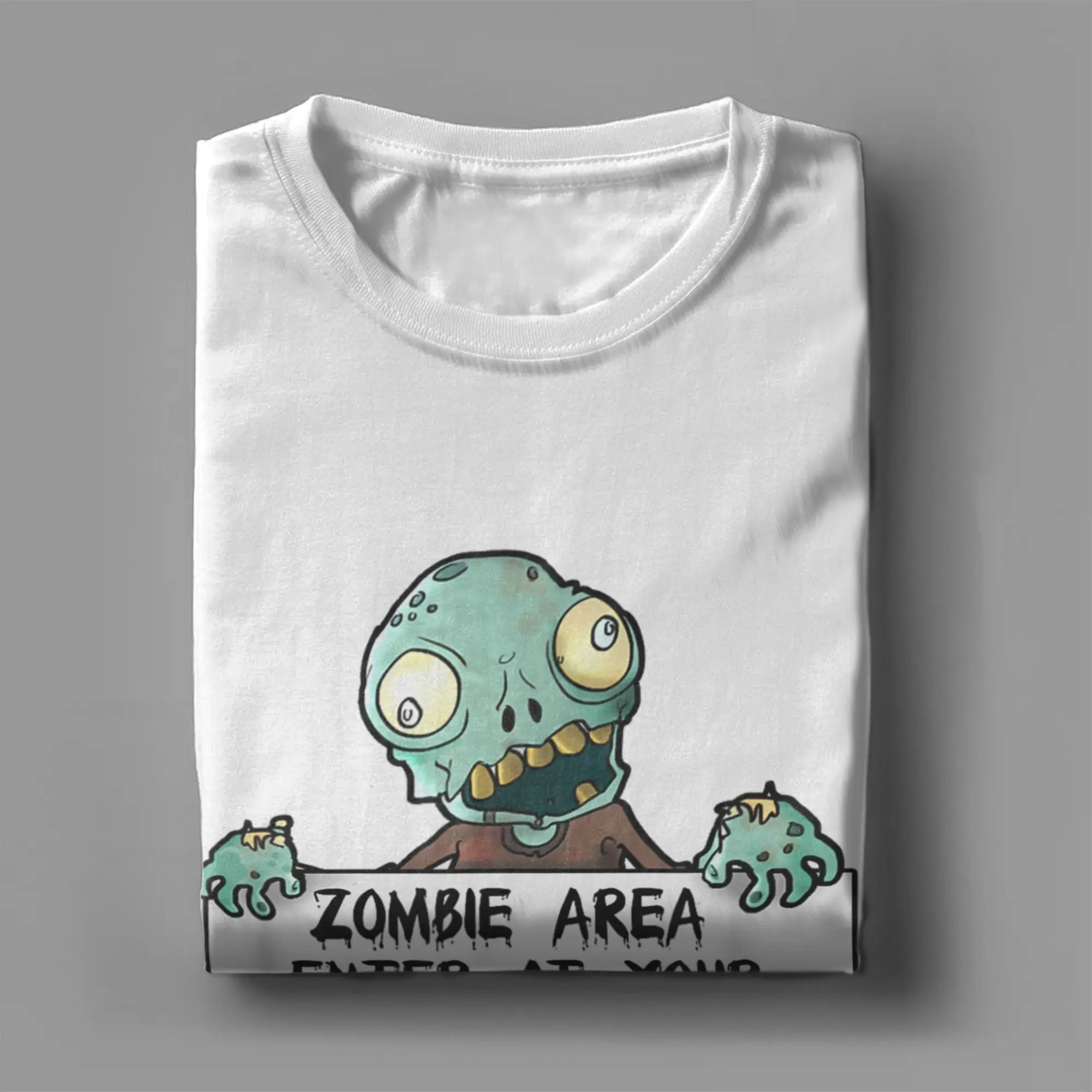 النباتات مقابل الكسالى غيبوبة مخيف مخيف تي شيرت الرجال PVZ رهيبة القطن الخالص تي شيرت طاقم الرقبة قصيرة الأكمام تي شيرت حجم كبير الملابس