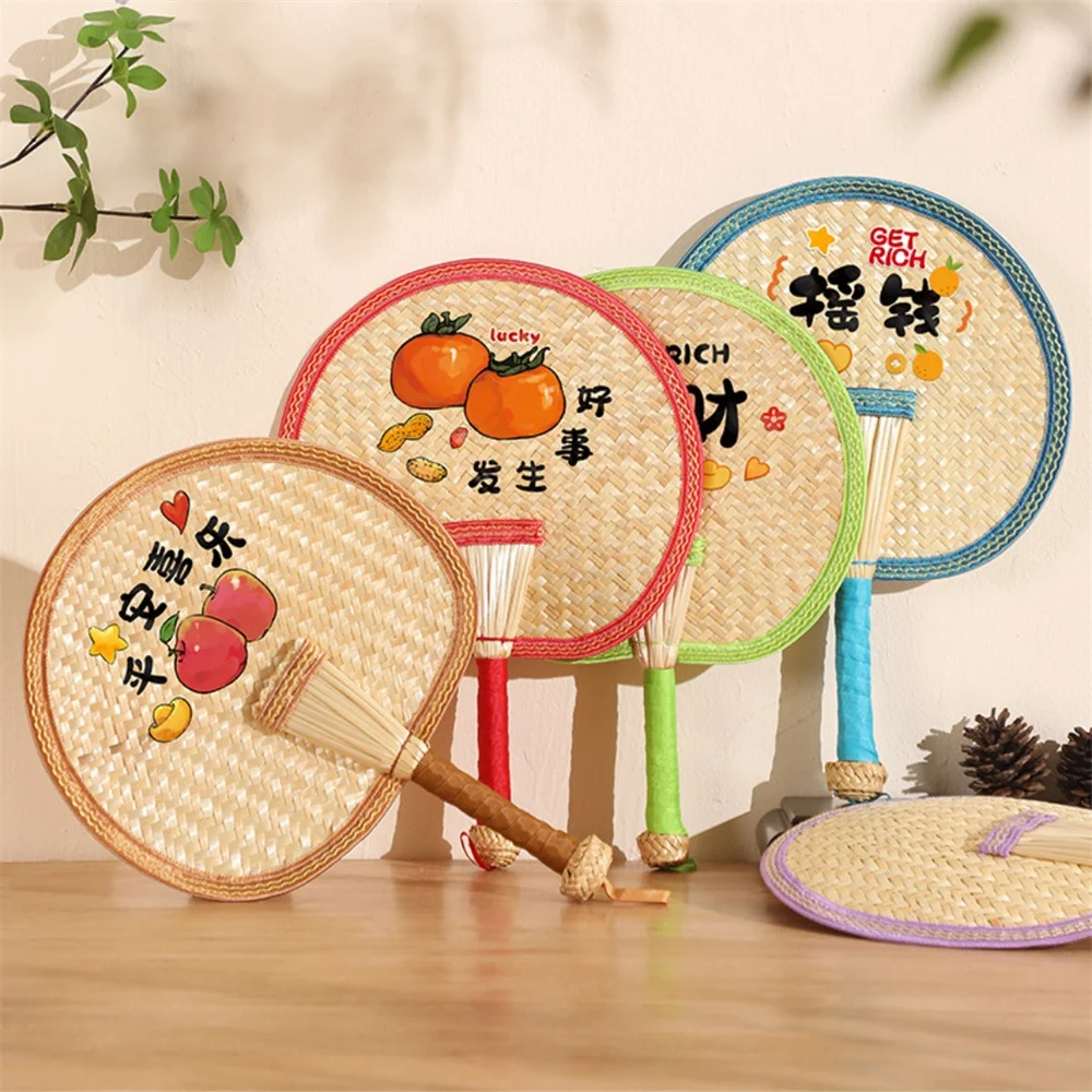 1Pcs Hand-Woven Woven Straw Hand Fan Old Summer Natural Environmentally Friendly Hand-Woven Fan Decorative Fan For Home Decor