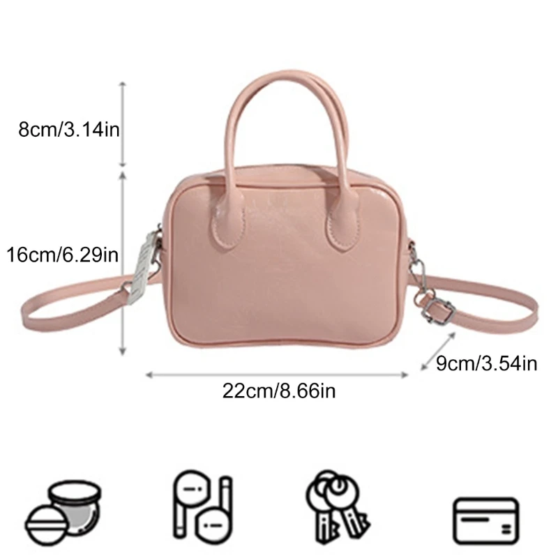 Women Solid Color Shoulder Bag Shopping Bag PU Leather Crossbody Bag Handbag
