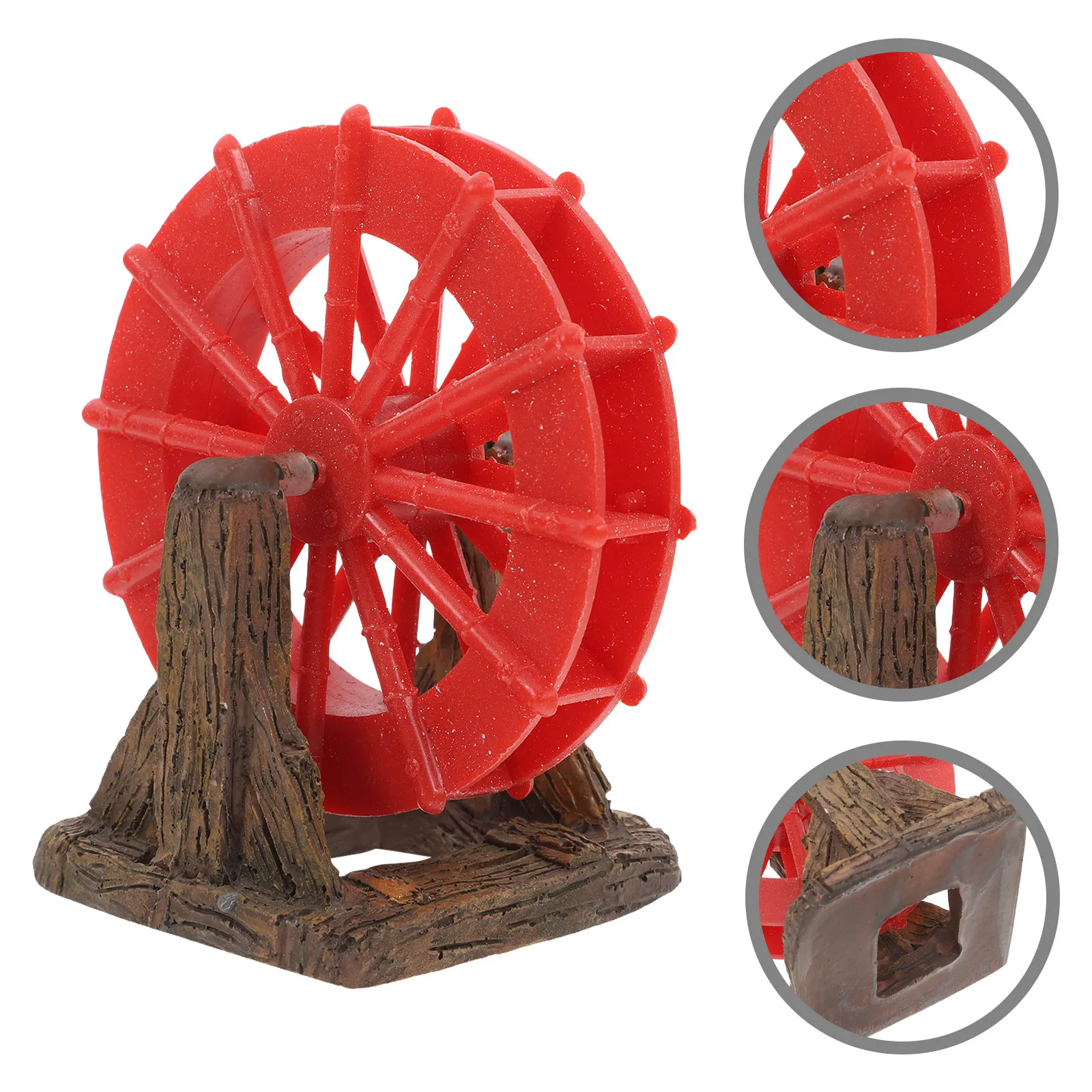 Resin Aquarium Waterwheel Decoration Small Fish Tank Landscape Moving Wheel Oxygenation Accessory for Aquatic Environment