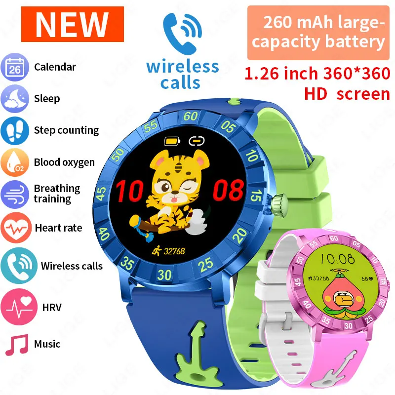 

Детские умные часы LIGE 2026 HRV для мальчиков и девочек, подарок для детей, SOS, фонарик LED, беспроводные звонки, водонепроницаемые часы IP67