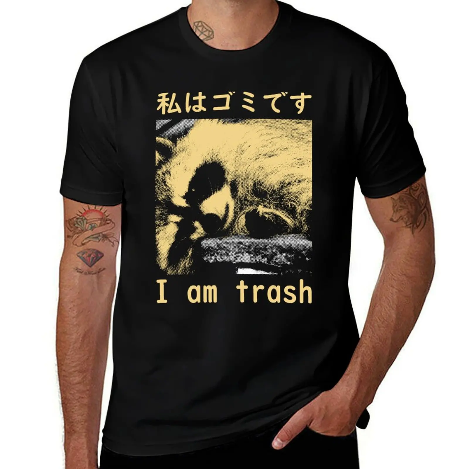 

I Am Trash Japanese Raccoon T-Shirt anime t shirts for man man t shirt heavy cotton