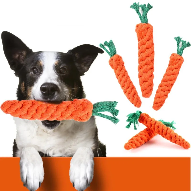 

1/3/5Pcs Dog Chew Bite Toy Carrot Shape Cotton Rope Durable Braided Rope Puppy Molar Cleaning Bite-Proof Teeth Outdoor Training