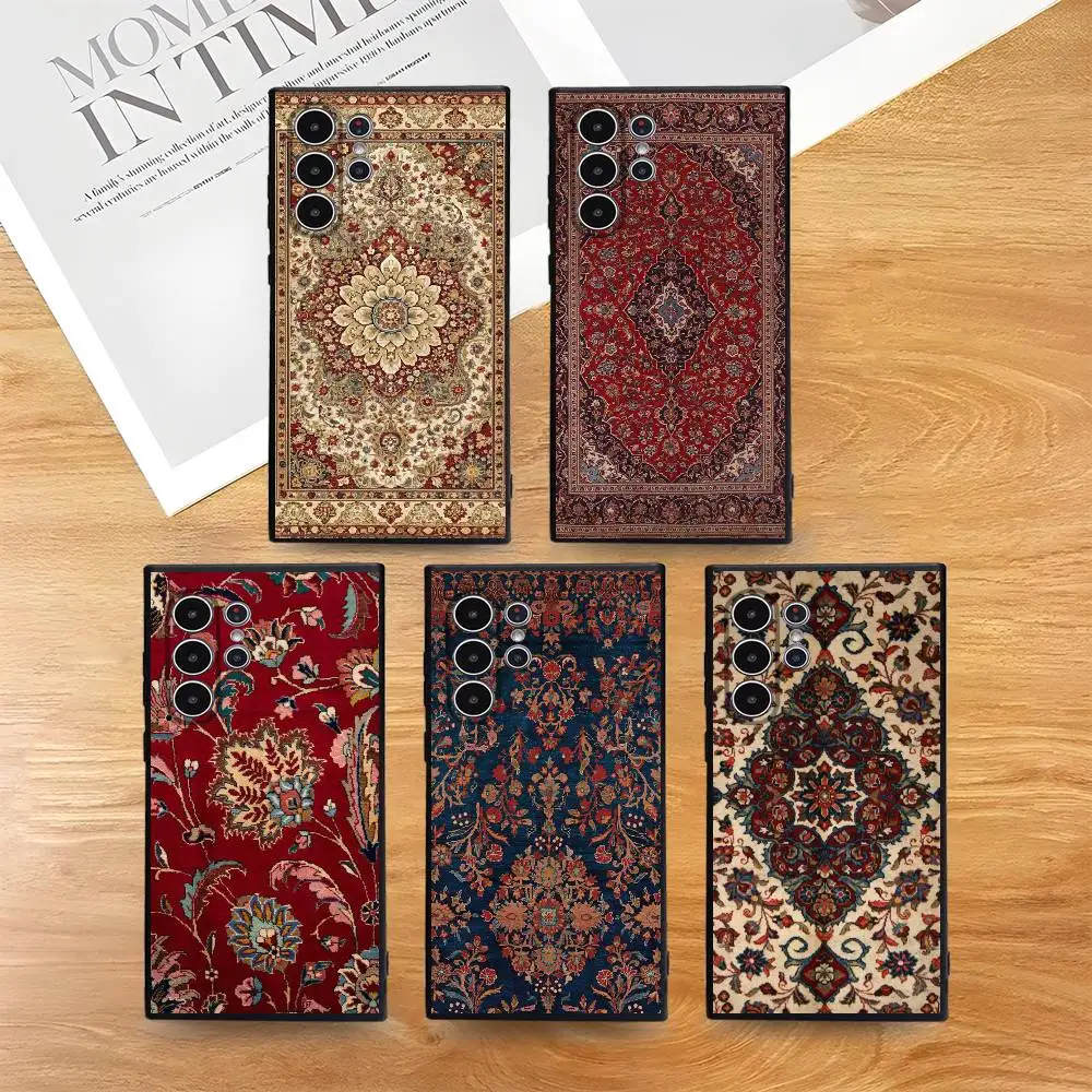 

Persian Carpet Floral Pattern Phone Case Skin-Friendly Soft TPU Case Compatible With Samsung S21/S22/S23/S24/S25 FE/Plus/Ultra