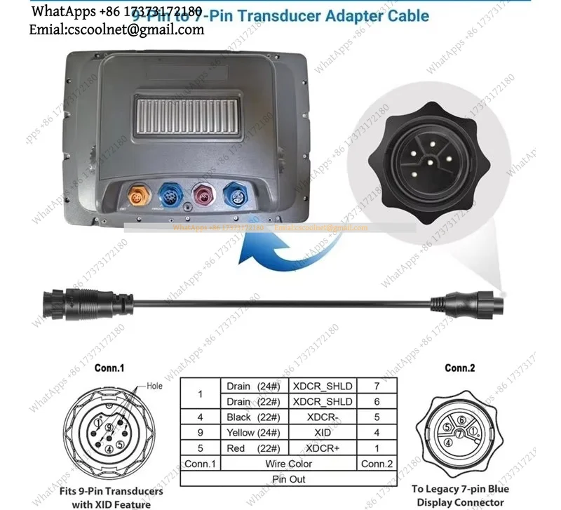 JS02 Transducer Adapter Cable 9-Pin to 7-Pin for Lowrance HDS Gen2 Gen3 Elite HDI Simrad NSS Evo2