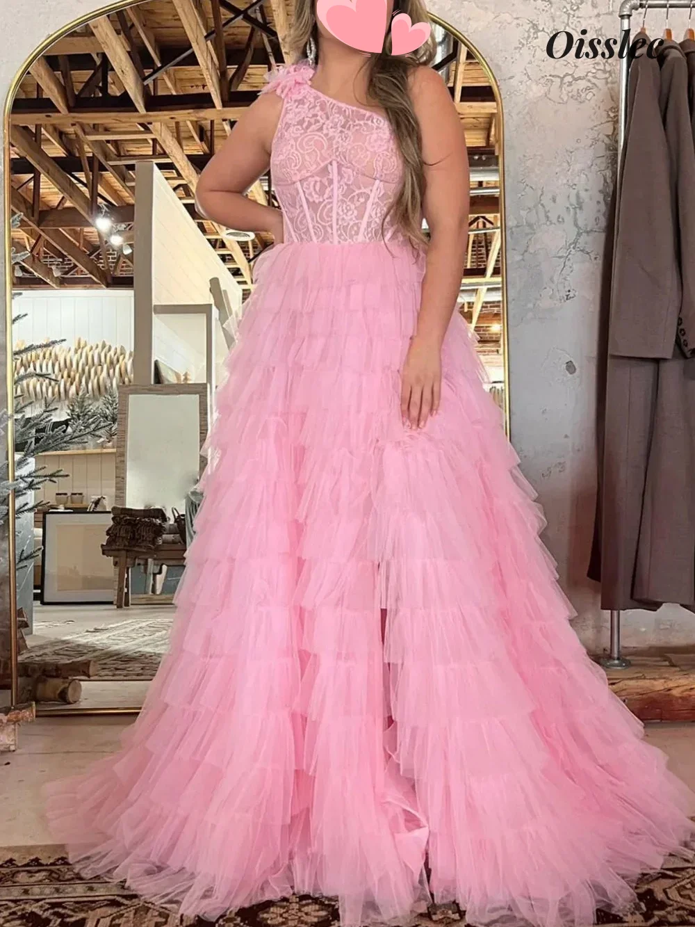 Oisslec-vestidos de quinceañera, vestido de novia de un hombro, apliques, vestido de dama de honor, vestido de graduación, falda escalonada, empalme, personalizado