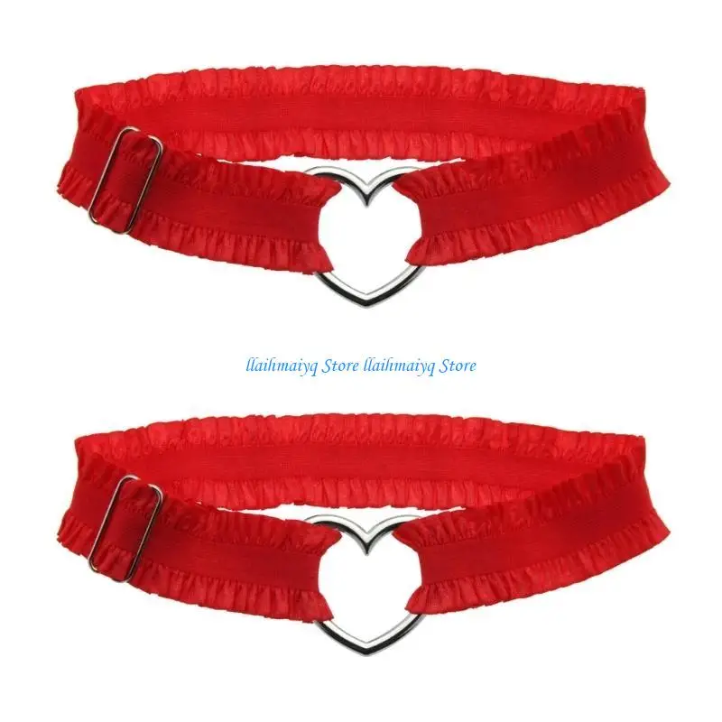 

573B Unique Heart Lace Belt Ruched Leg Jewelry Perfect for Halloween and Stage Shows Music Festivals Photo Props
