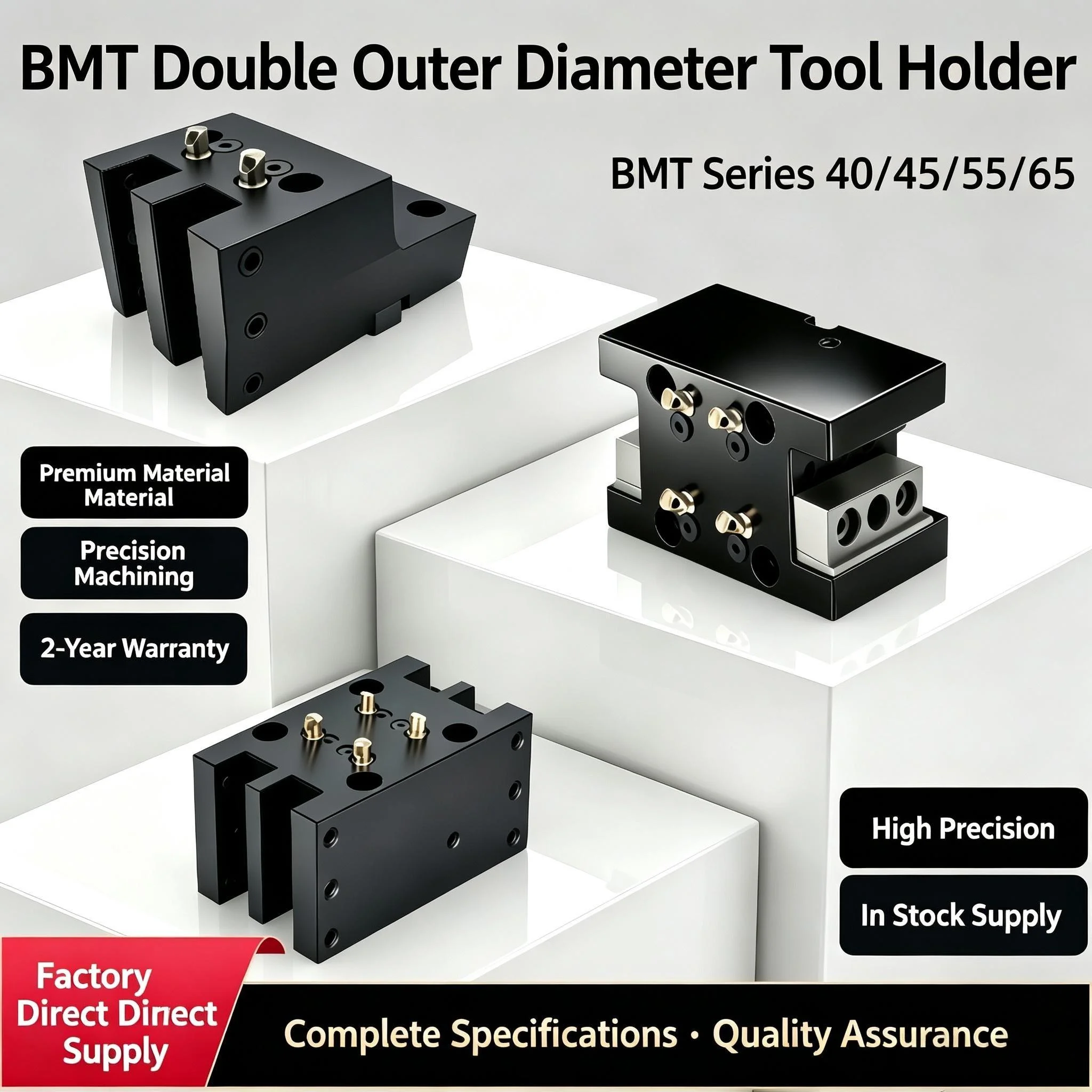 BMT Double Outer Diameter Fixed Tool Holder BMT40 BMT45 BMT55 BMT65 CNC Lathe Turret Static Tool Block High Precision In Stock P