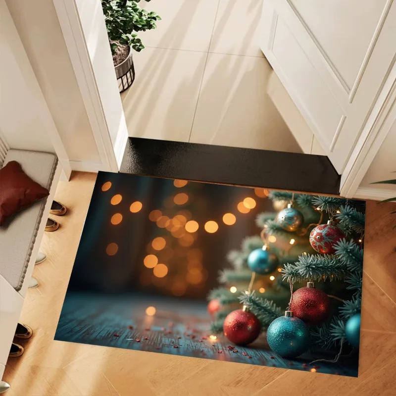 

RAKKS Christmas Colored Ball Songzhi Warm Lamp Crystal Velvet Decorative Carpet Entrance Door Mat Foot Mat Bathroom Floor Mat