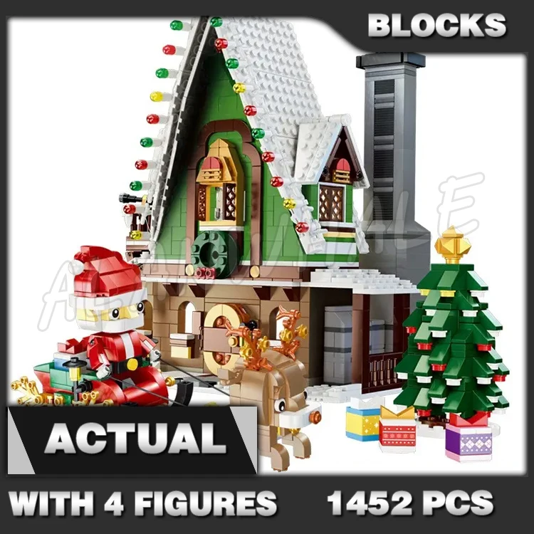 

1452 шт., креативный эксперт, зимняя деревня, клуб эльфа, дом Санта-сани, дерево 90012, строительные блоки, игрушки, совместимые с моделью