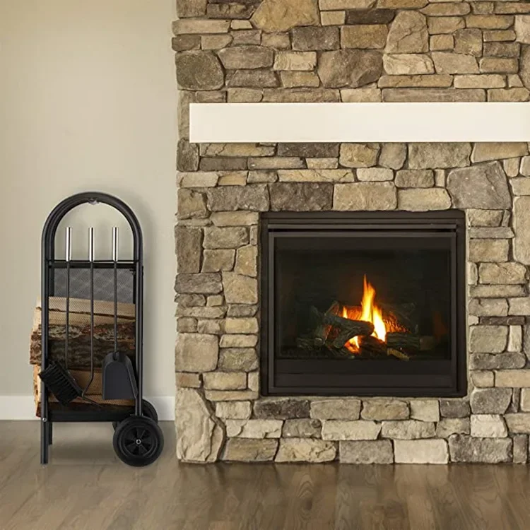 Removable Firewood Rack Log Cart Outdoor Indoor Heavy Duty Wood Rack Metal Wood Storage Rack