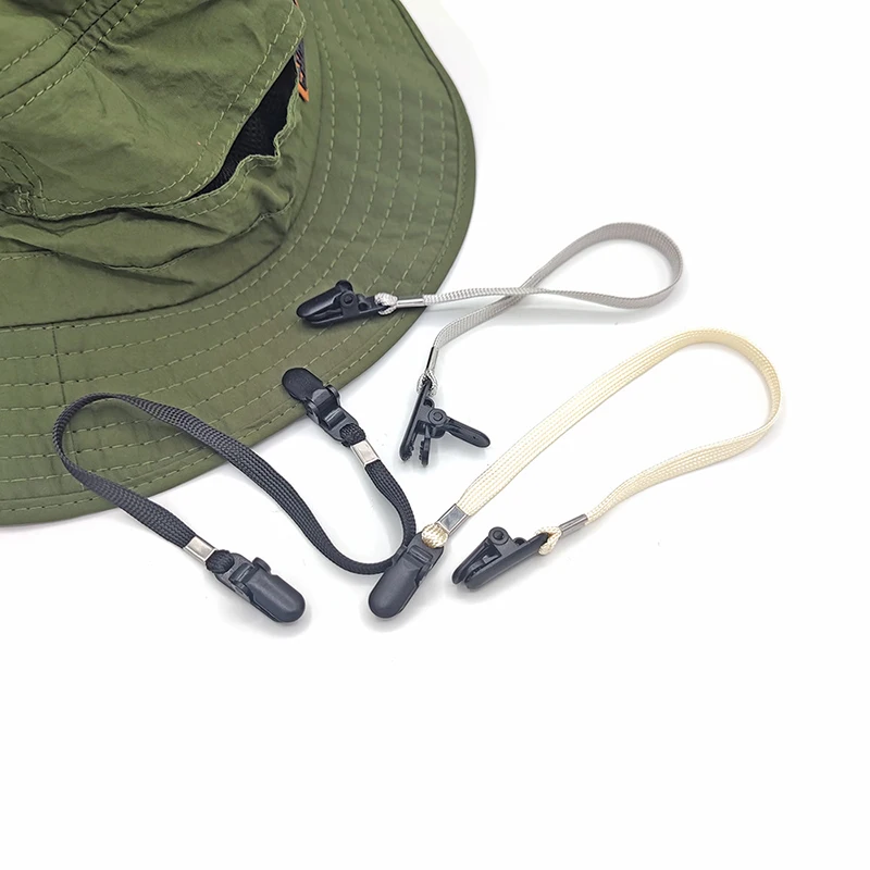 Outdoor Anti-lost Cap Retainer Hat Shirt Clips Cord Rope Windproof Hat Strap Clip For Riding Fishing Golfing