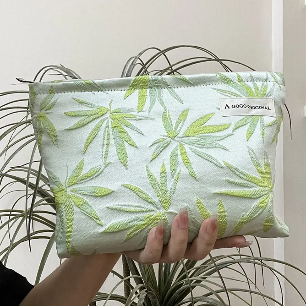 Portable Coconut Tree Printed Pen Bag Cute Large Capacity Pencil Case Gift Simple Cosmetic Bag