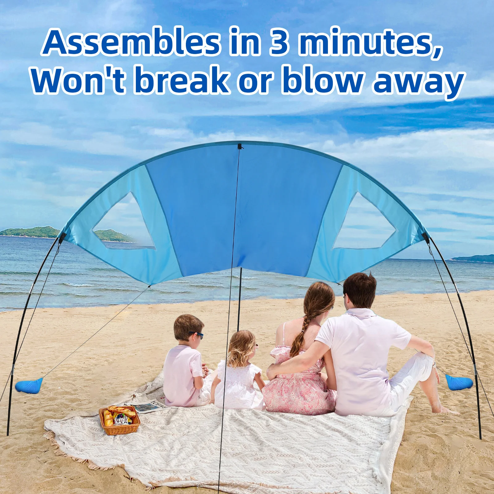 Beach Shade Beach Canopy Provides 150 Sq. Ft. of Shade Compact Easy to Carry Sets up in 3Minutes Beach Canopy Tents folding awni