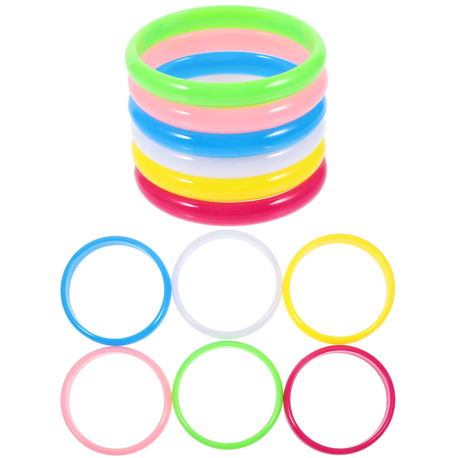 

12pcs Colored Plastic Bangle Bracelets for Kids Girls Boys Toddler Party Favors Jewelry Set Looks like Real Jade Gifts