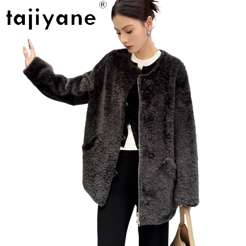 100% Naturalna Wełna Lagonowa Skóra Owcza Dwustronny Płaszcz z Futra Damski Luksusowy Szary Czarny Prawdziwe Futro Kurtka Damska Zimowe Ubrania 2025 шуба