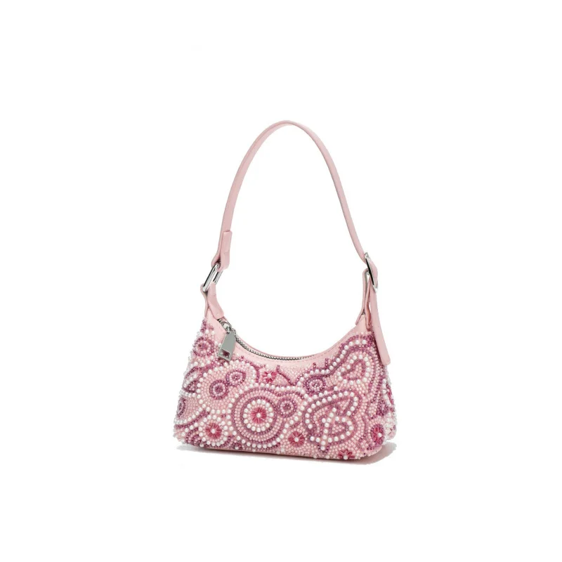 hot Women's Bag French-style pearl embroidered underarm bag, niche design with a high-end feel,versatile shoulder and handbag