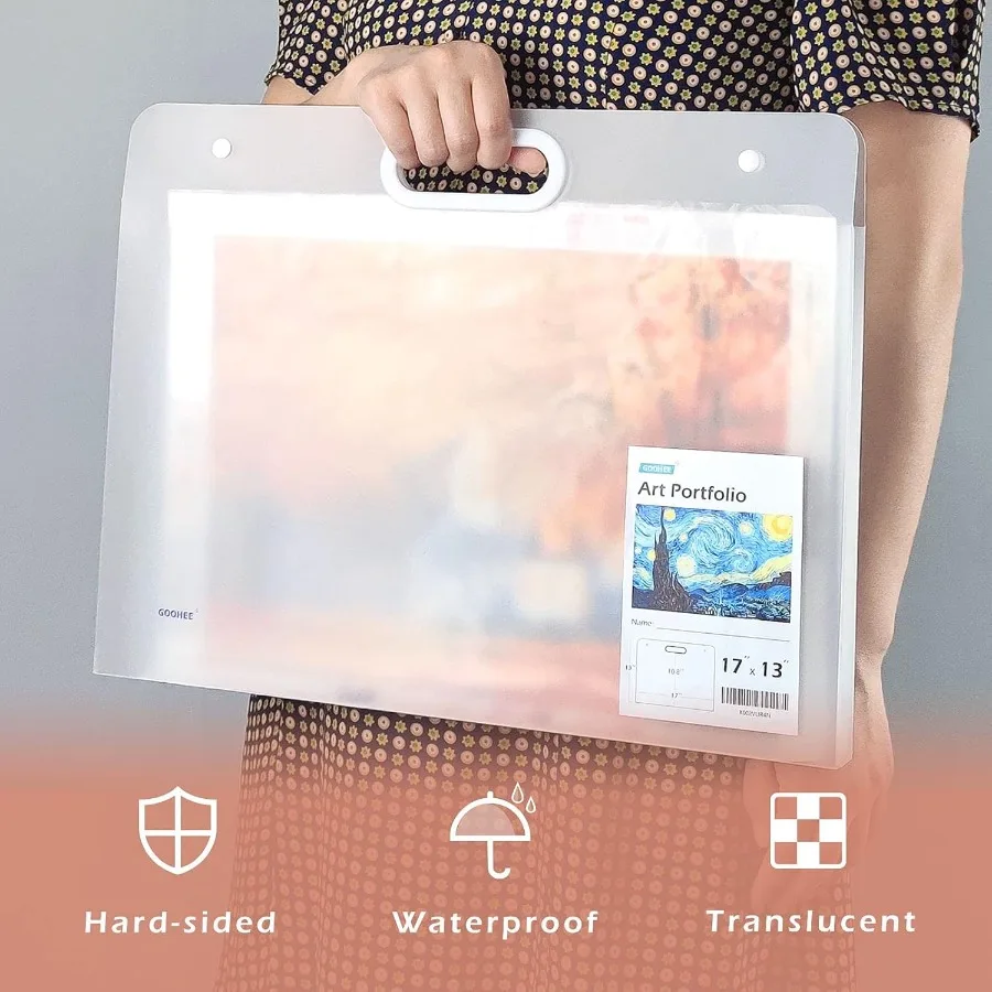 แฟ้มใส่ผลงานศิลปะ ขนาด 17 x 13 นิ้ว ด้านข้างแข็งแรง ทนทาน - กล่องเก็บภาพวาดเพชรคุณภาพพรีเมียม - ขนาดใหญ่