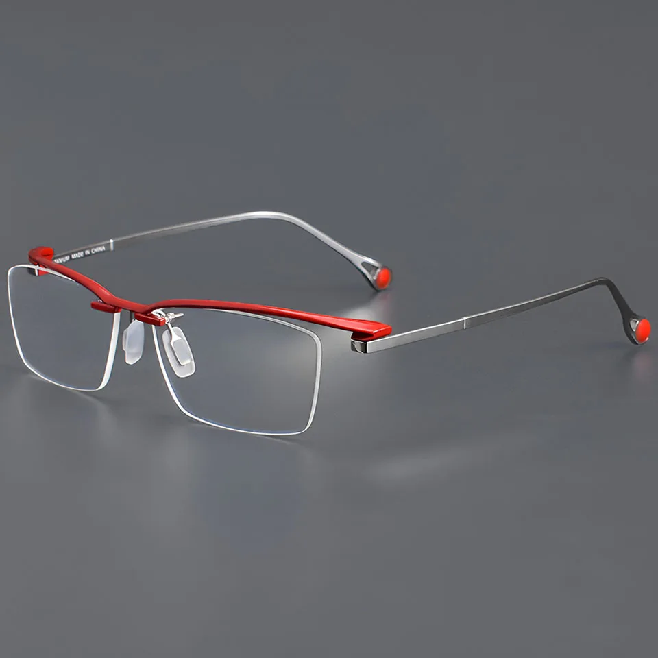 

Легкие очки в полуоправе с усовершенствованной художественной текстурой, мужские очки из чистого титана, ультравысокая устойчивость, повседневные оптические очки по рецепту