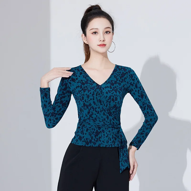 Women National Standard Dance Latin 2024 New Sexy Mesh Top Women Spring Summer Ballroom Clothes for Women Exercise Clothing