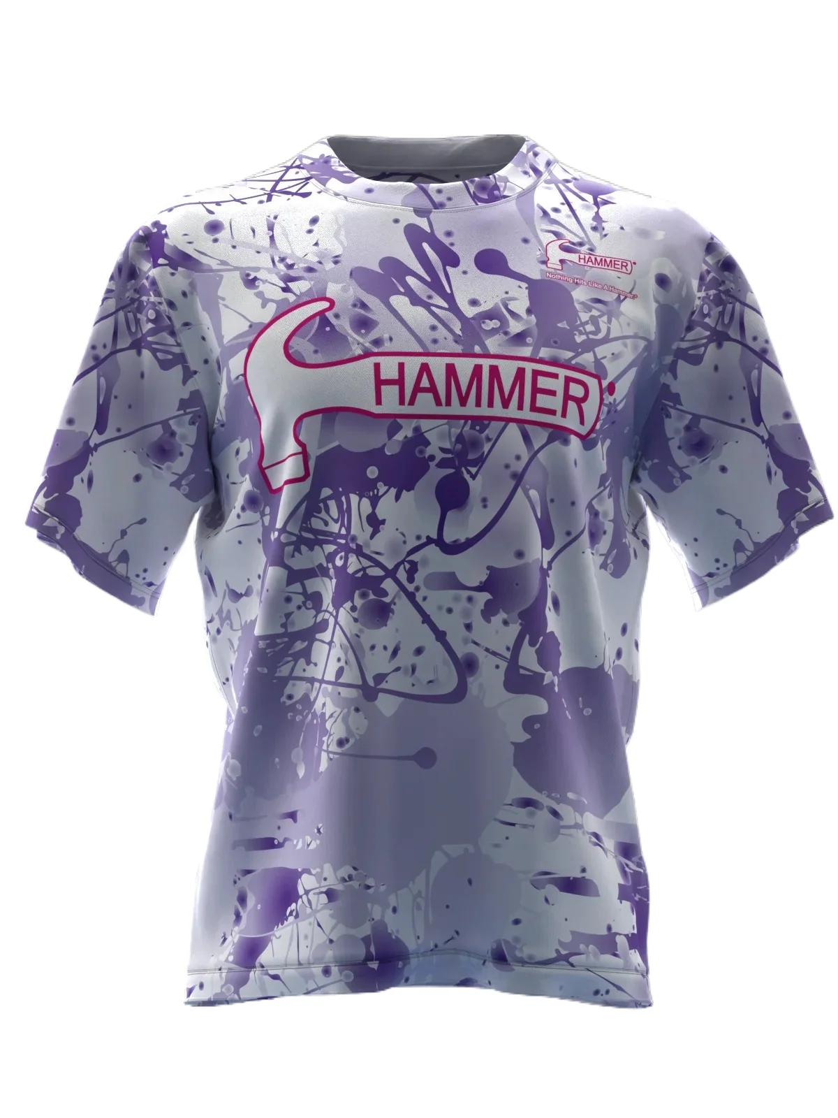 2026 Bowling Jersey, Quick Dry Breathable, Mixed Purple Splash Graphic, Artistic Vibe for Bowling Meetups with Friends