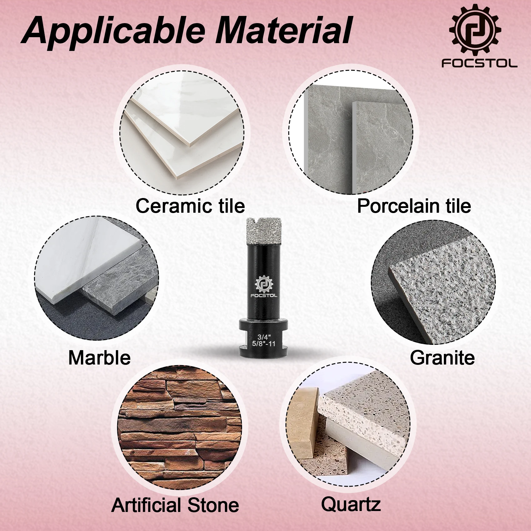 FOCSTOL Dia 6-102mm Diamond Drill Core Bit Tile Hole Saw Drill for Tile Ceramic Marble Granite 5 8 Thread Tile Drill Core Bit