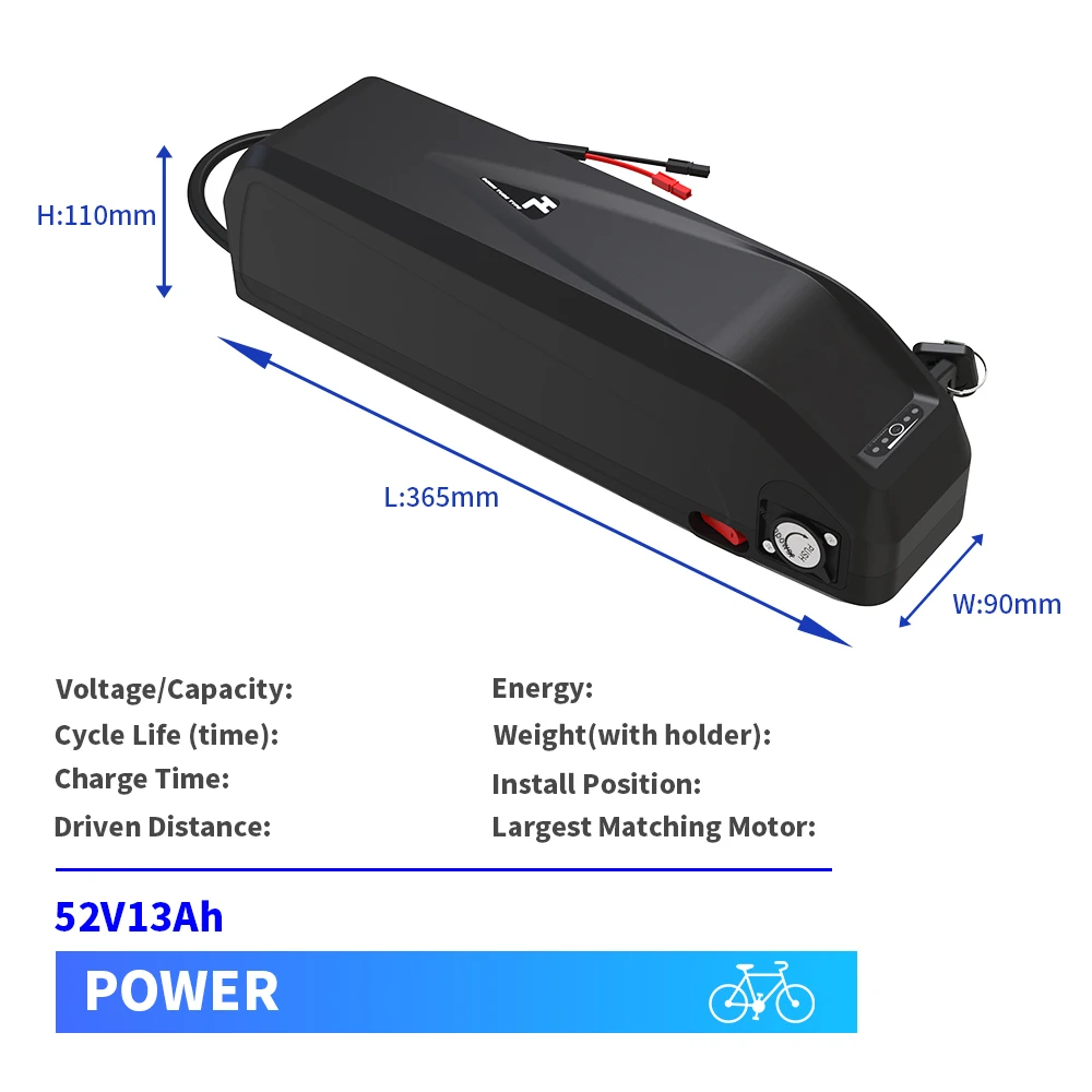 52V 48V 36V 13Ah 20Ah 1000W HAILONG Electric Bicycle Battery Down Tube Electric Bicycle Lithium Battery With BMS And Charger