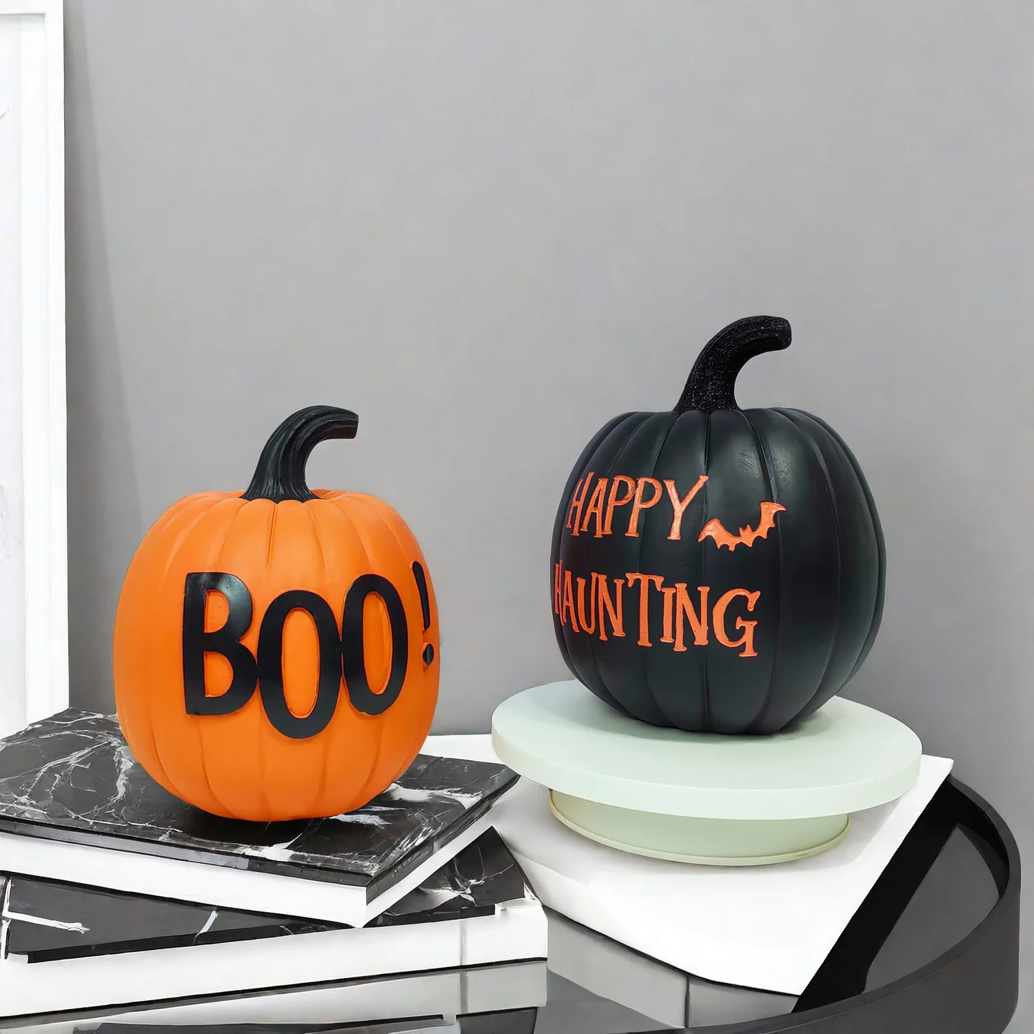 Creative Resin Pumpkin Halloween Ghost Festival Horror, Mischievous, Teasing Atmosphere Indoor and Outdoor Series Ornament Gifts