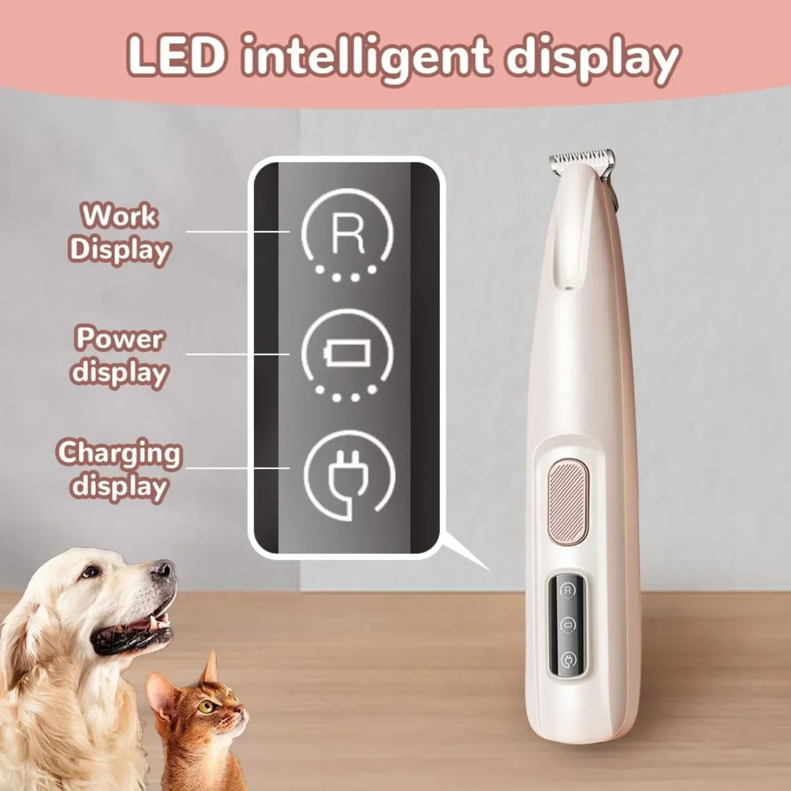 Dog Hair Scissors, Rechargeable Dog Shaver with LED Light, Low Noise, Waterproof, Suitable for Paws, Eyes, Ears and Face