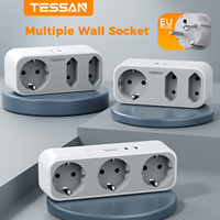 TESSAN 3600W Compact Wall Socket with 1 Schuko 2 EU AC Outlets 2 USB Ports 5 in 1 Home Electrical Socket  Extender Wall Adapter