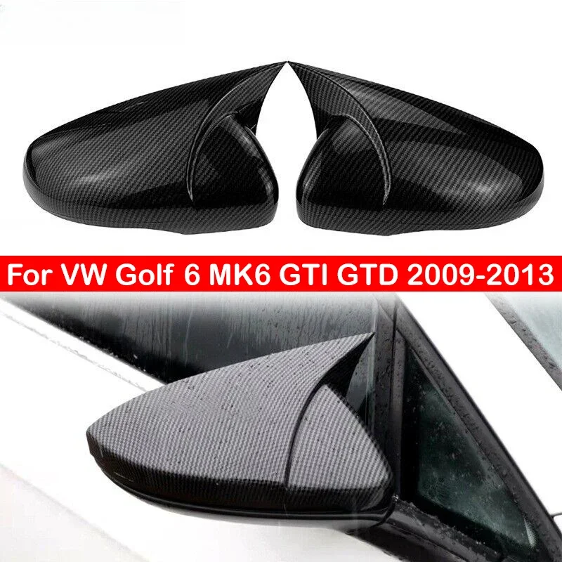 

Для VW Volkswagen Golf 6 MK6 GTI GTD 2009-2013, автомобильное боковое зеркало заднего вида, задняя крышка, внешняя отделка двери, внешний вид из углеродного волокна