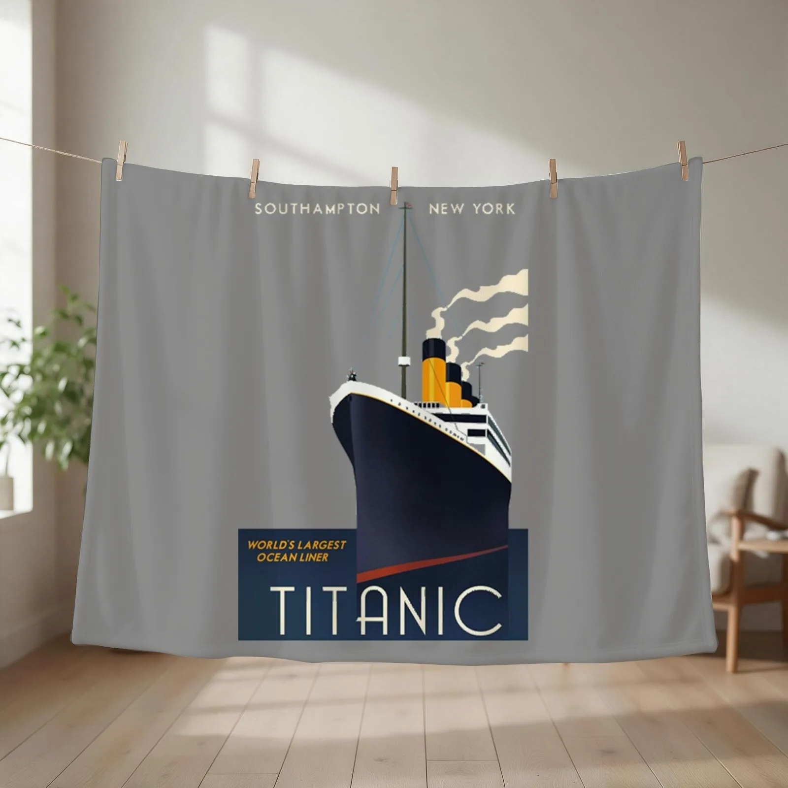 Titanic Sinking Vintage Poster Cruise Ship Atlantic Ocean Voyage Throw Blanket
