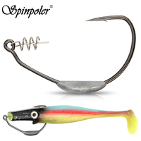 Spinpoler Raptor Weighted Swimbait Hook With Centering Pin 5/0 7/0 10/0 Heavy Duty Wide Gap For Soft Bait Bass Pike Fishing Hook