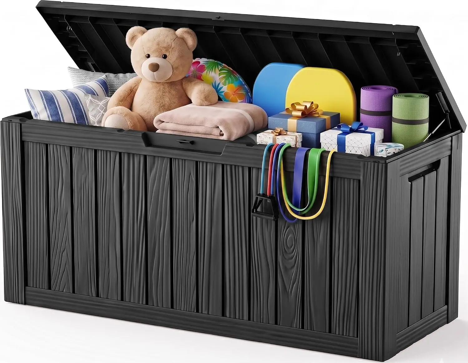 Outdoor Storage Box,140 Gallon Resin Deck Box,Waterproof & UV Resistant Lockable Package Delivery Bin,Toy Cabinet for Indoor & O