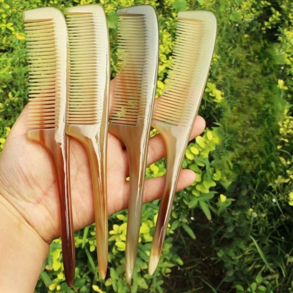 1PCS Natural Cow Horn Combs Massage Long Hair Comb Anti-static for Men and Women Portable Straight Hair Combs For All Hair Types