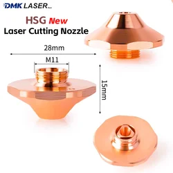 HSG D28 M11 H15 Laser Cutting Nozzle Hexagonal High Speed Copper Nozzle Lace Bevel SC SE DC For HSG WSX Fiber Cutter Machine