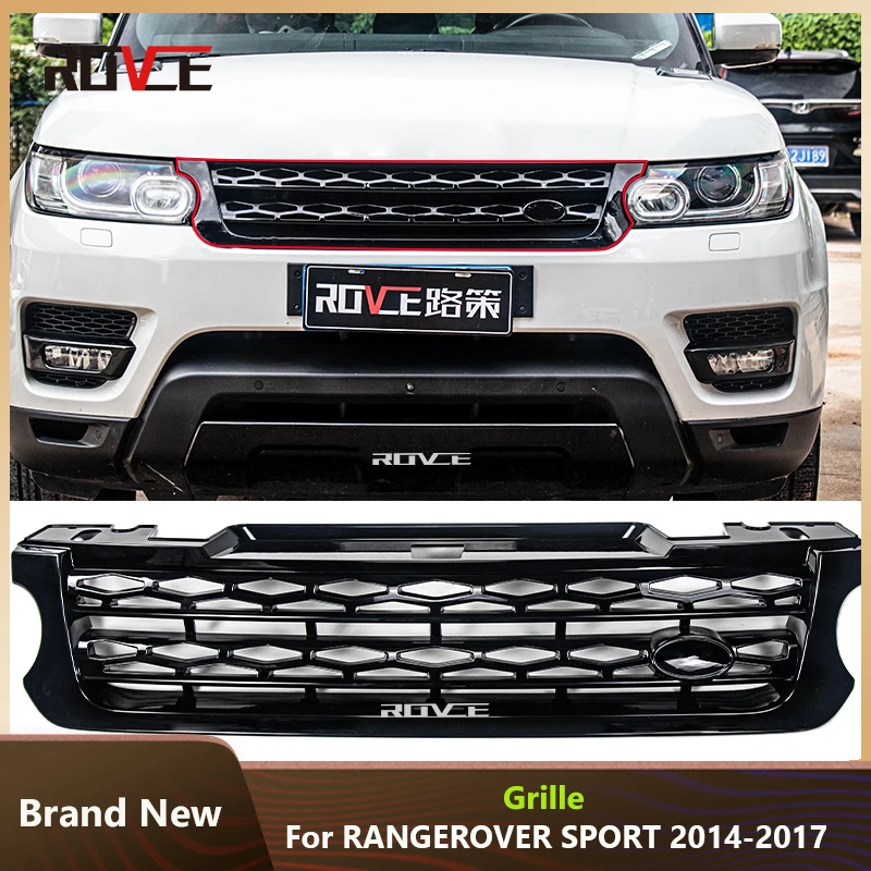 ROVCE Car Front Bumper Grille Upper Radiator Grill Exterior Grills Mesh Grid For Land Rover Range Rover Sport L494 2014-2017