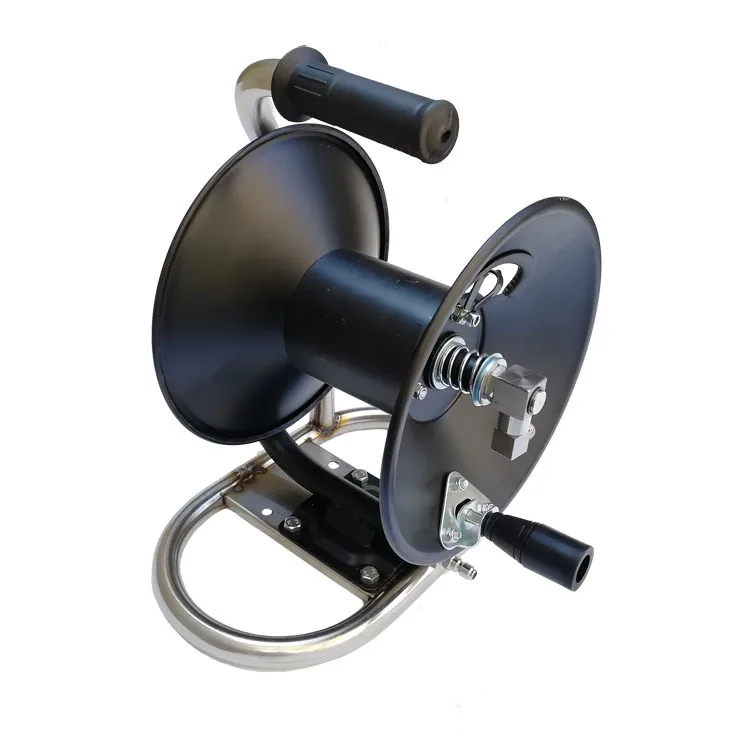 Handheld High Pressure Washer Hose Coil Collector Remote Mini Reel with Jet Hose Shut-off Valve and Meter No Included Hose