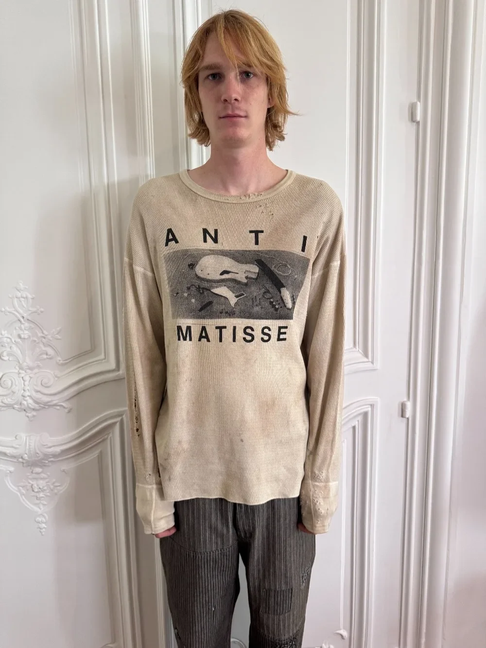 ER/D 26SS Painter's Old Destruction Wash Waffle Long Sleeve T-Shirt