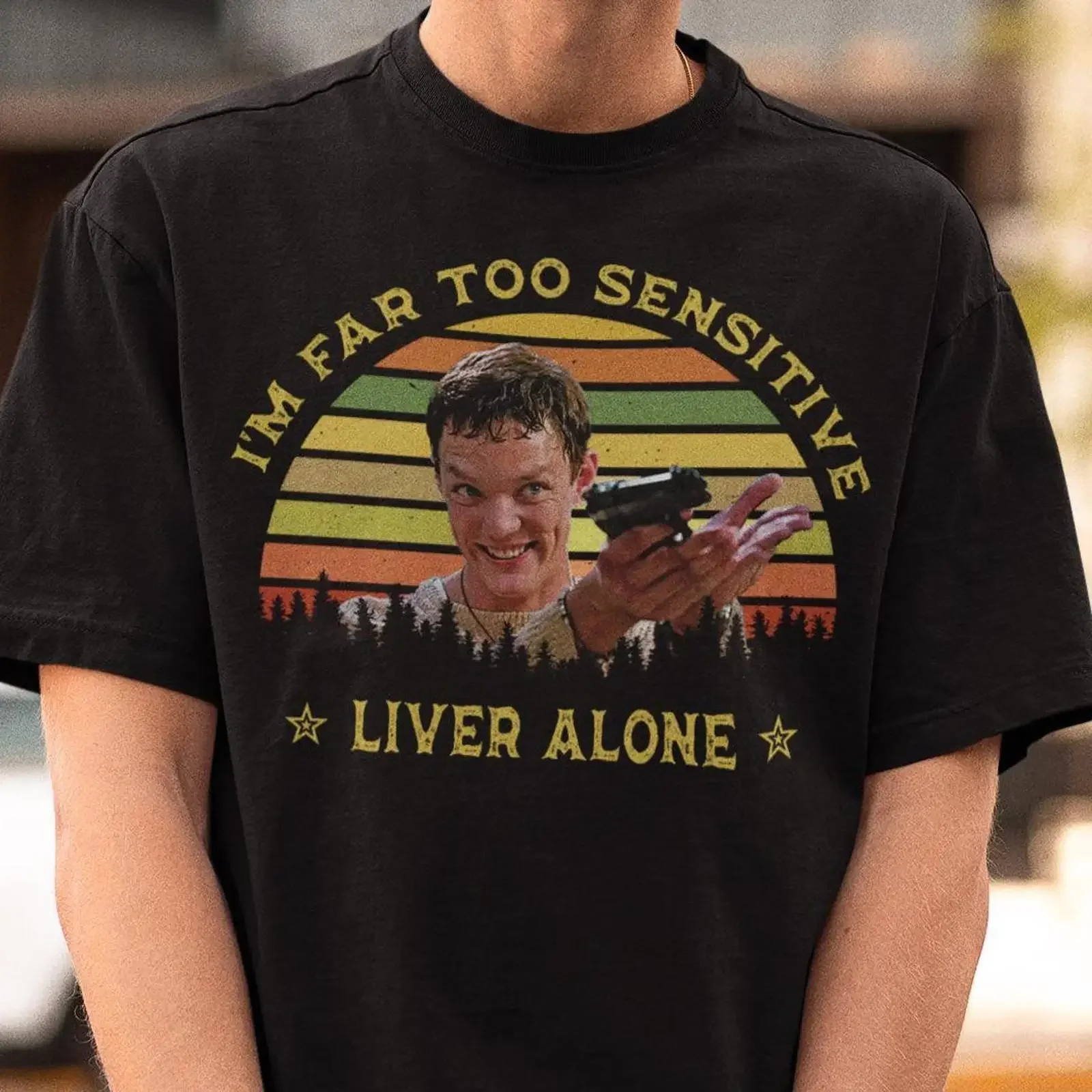Stu Macher amp 39 I m Far Too Sensitive Horror Movie T Shirt vintage Washed homme Unisex Breathable Versatile