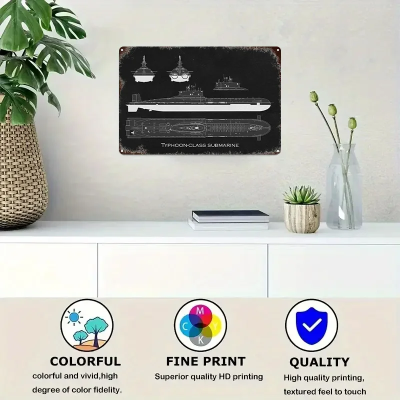 CIFBUY Vintage Submarine Metal Sign, Waterproof Aluminum Wall Art Rustic Decor For Home Bar Garage Cafe Restaurant Club