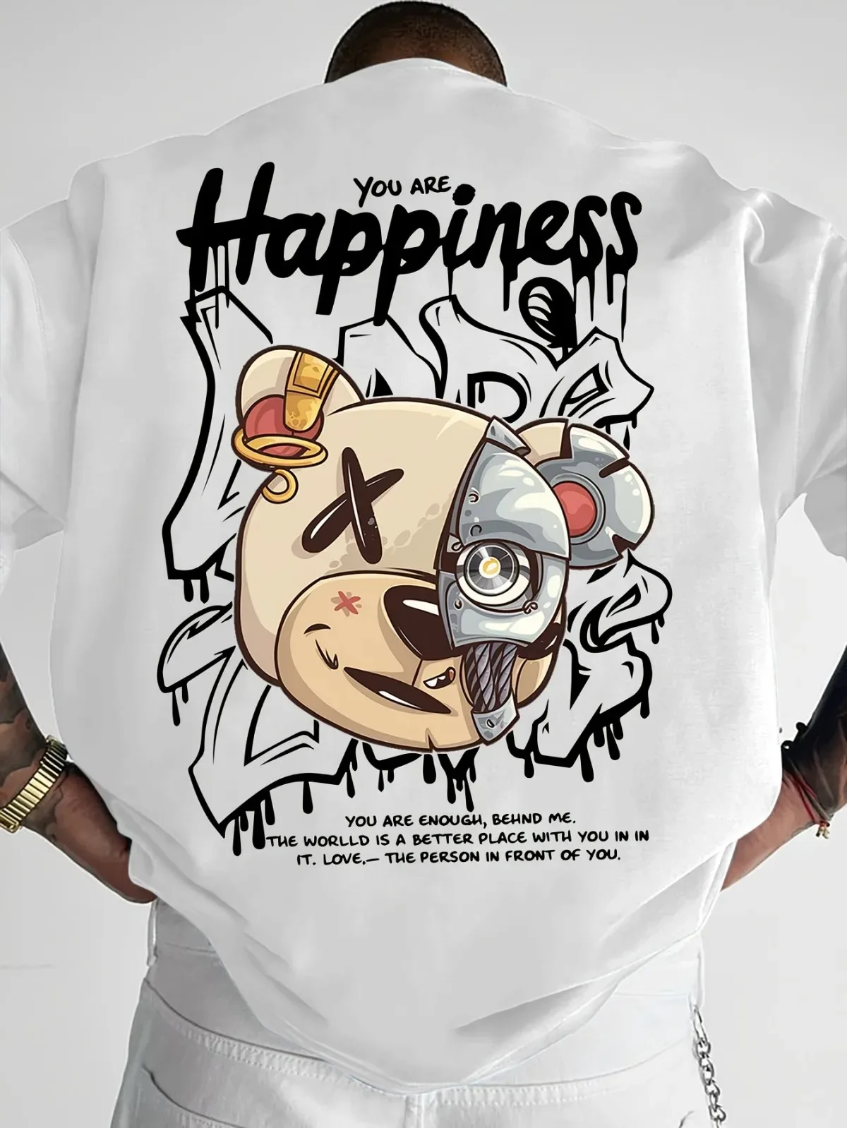 2026 Unisex Oriental Lady Sketch Graphic T-Shirt Back Print Loose Crew Neck Short Sleeve Cotton Summer Streetwear Tops