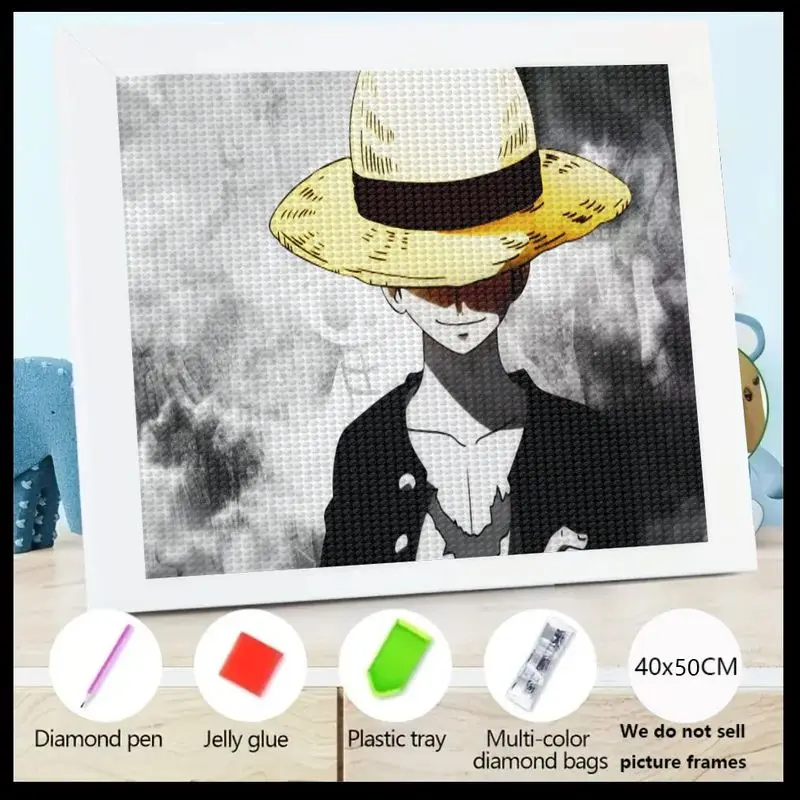 

1 шт. 5D DIY One Piece Monkey D. Luffy Набор для алмазной живописи, 40x50 см Аниме Персонаж Полный дрель Кристалл Драгоценный камень Искусство, Большая мозаика Пик
