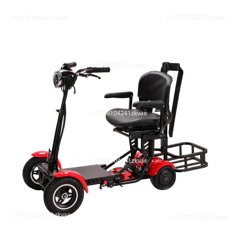 Foldable Four Wheel Electric Scooter for Old People Seniors Travel Folding Mobility Scooter 4 Wheels 250W Dual Motor Protable