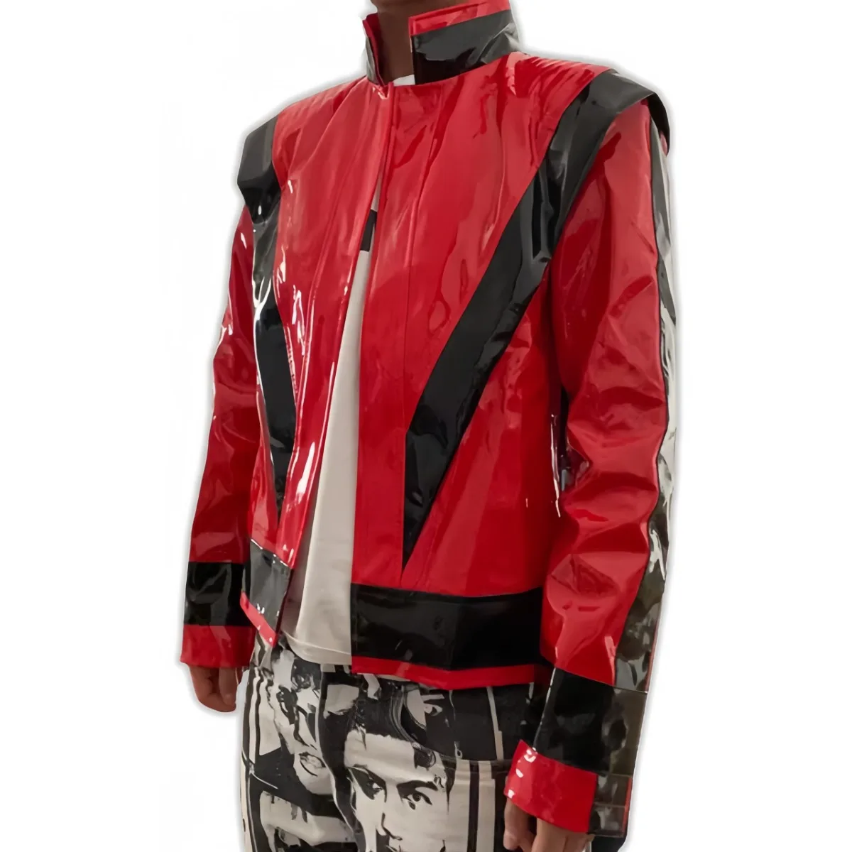 Halloween Impersonator Jacket Michael Jackson Red Leather This is it Thriller Skinny Motorcycle