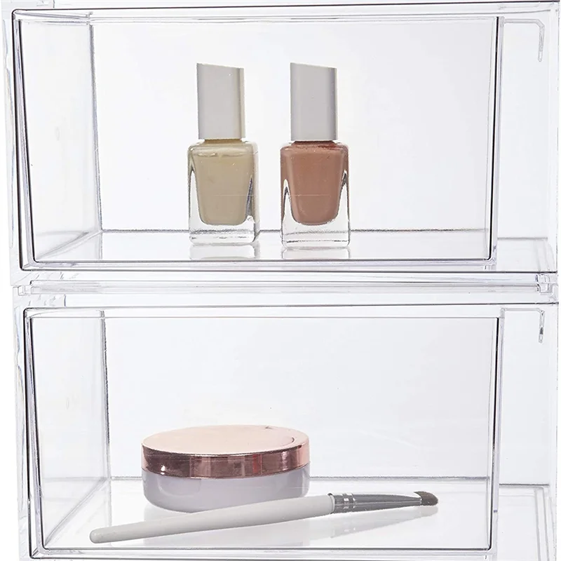 

Clear Plastic Organizer Drawers 4.5-Inches Tall Organize Cosmetics And Beauty Supplies
