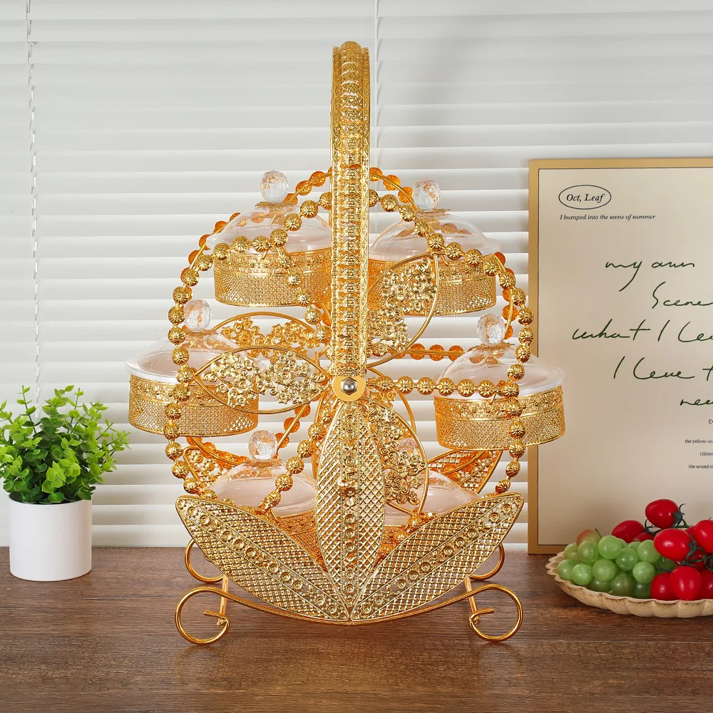 New wrought iron acrylic dried fruit box, exquisite high-end windmill rotating snack plate, creative living room fruit plate