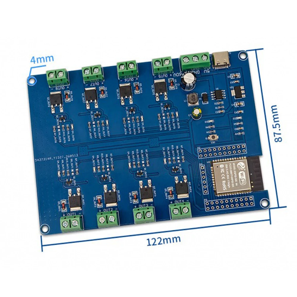 ESP32 8-Channel MOS Switch Development Board, DC5-60V MOSFET Driver IO Expansion Module with WiFi BT UART for Arduino