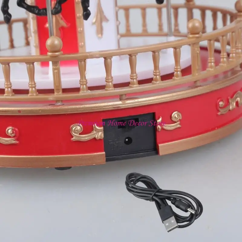 Musikalische Weihnachtskarousel mit LED -Licht und rotierende Basis klassische Melodien für Festival Home Desktop Orament Jomd